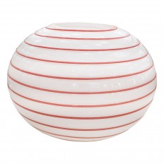 White and red murano glass bowl with striped details